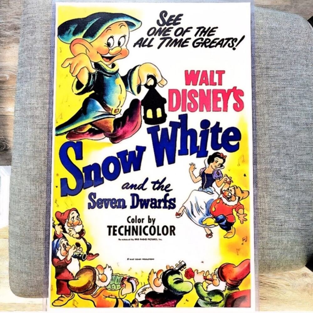 Walt Disney Snow White and the Seven Dwarves Vintage Movie Poster Print